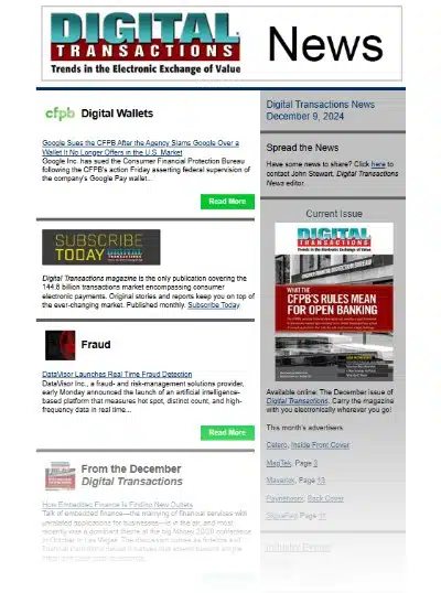 Google Sues Over CFPB Action; DataVisor’s Real-Time Fraud Push; WSPN’s Fractal Cooperation