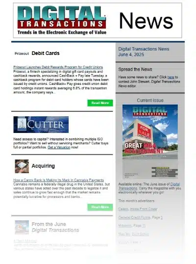 Prizeout’s Cash Back on Debit Cards; Succeeding in Cannabis Payments; PayPal Enlists in Mastercard One